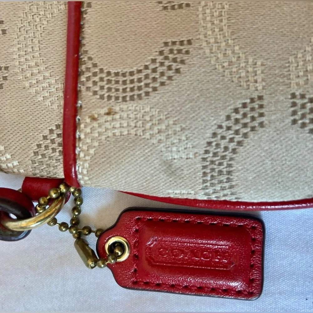 COACH Gold, Beige & Red Signature 